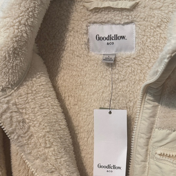 Size Large Men’s Goodfellow & Co Cream Fleece Jacket - Picture 5 of 7